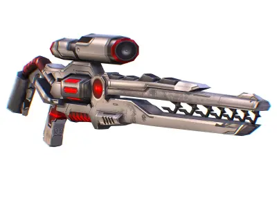 LowPoly Cartoon Sci-Fi Sniper Rifle Future Low-poly 3D model