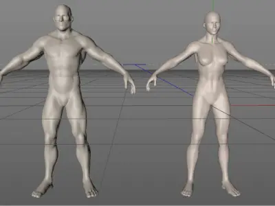 Man and Woman Low-poly 3D model