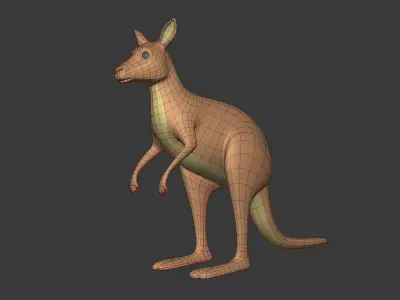 Cartoon Kangaroo Low-poly 3D model