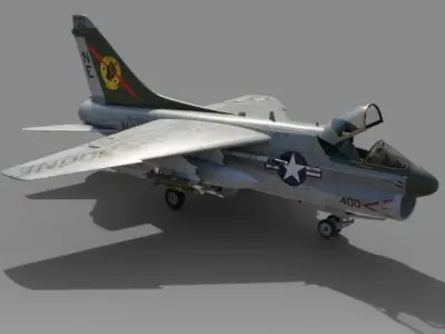  A7 CORSAIR II aircraft with weapons and shelter bonus Free 3D model