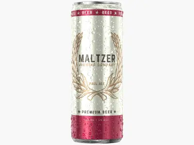 Sleek Beer Can With Droplets 355ml 3D model purchase