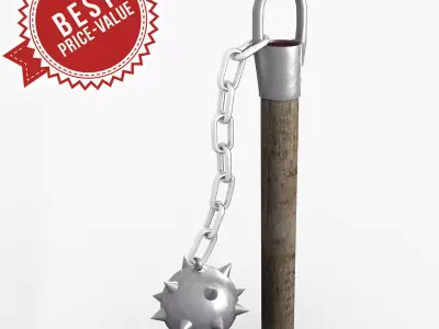 Flail wooden stick with ball 3D model