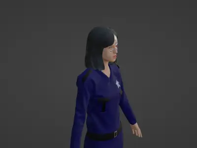 Cyber Police - Robot Woman Low-poly 3D model