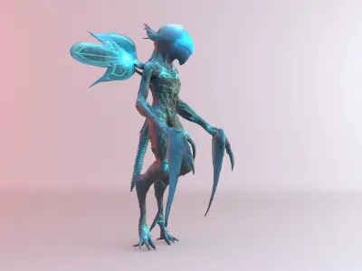 Bio-Alien Sentinel Sci-Fi Insectoid Creature 3D model