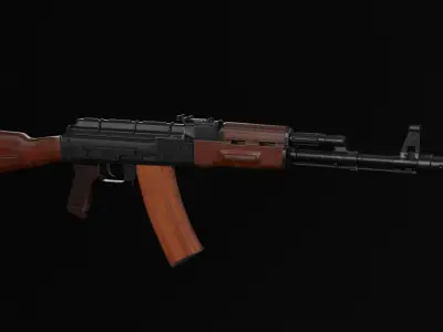 AK-74 assault riffle Low-poly Game ready Free low-poly 3D model