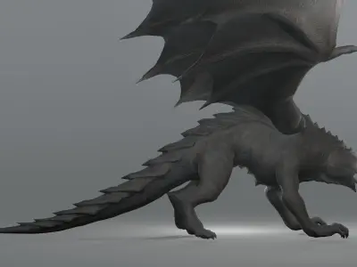 free Grey dragon rigged Free 3D model