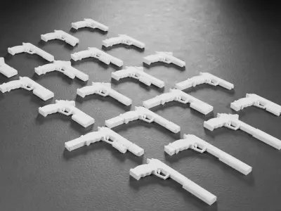 Stylized Low Poly SigSauer -20 Variations Game Ready Low-poly 3D model