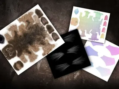 Lowpoly Rabbit two colorful rabbits Low-poly 3D model