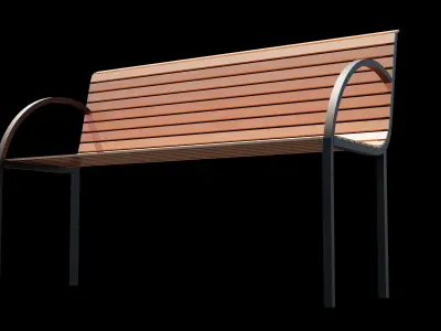 Simple Wood and Metal Bench Free low-poly 3D model