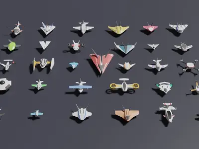Pack of 31 lowpoly aircrafts Low-poly 3D model