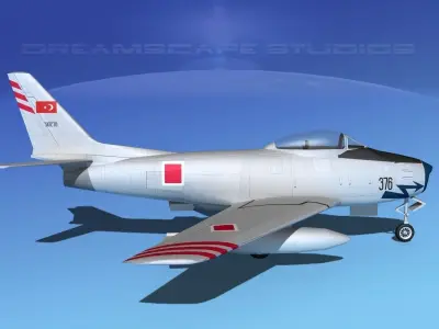 North American F-86 Sabre Jet V17 Turkey 3D model