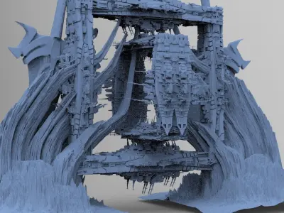 Mars Sci-Fi Monolith Massive structure 13 3D model