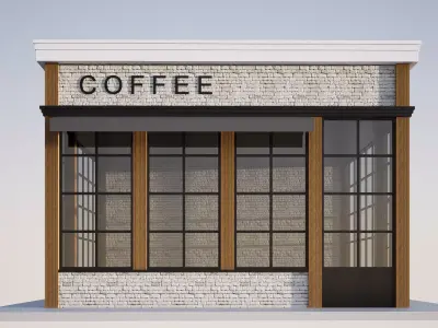 coffee shop Low-poly 3D model