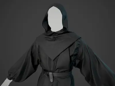 All Black Medieval Outfit Low-poly 3D model