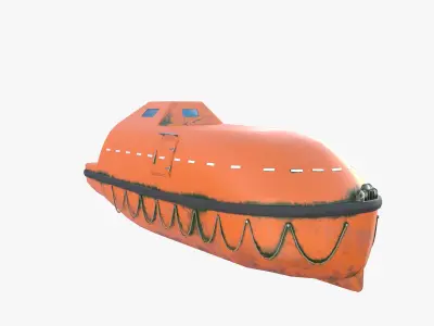 Life boat with interior V2 3D model