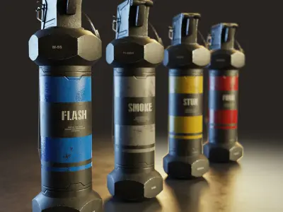 Modern Grenade Collection Low-poly 3D model