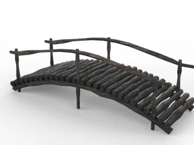 wooden bridge Low-poly 3D model