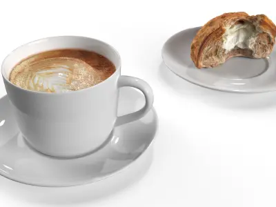 Cappuccino with Cream-Filled Croissant 3D model