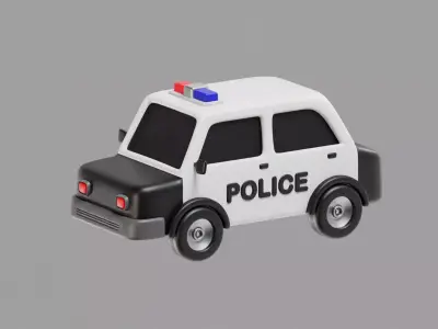 Police Car Cartoon Low-poly 3D model