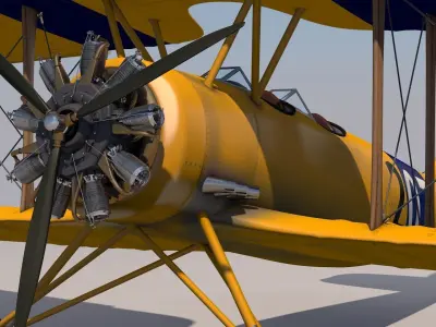 Yellow Biplane 3D model