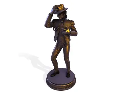 Realistic MJ PBR Legendary Pop King Statue 3D print model