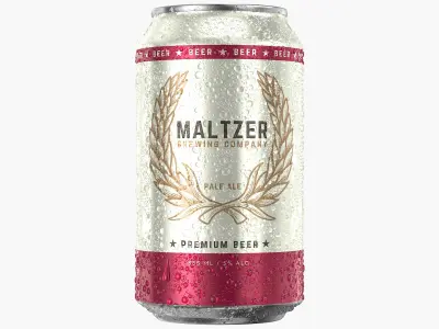 Standard Beer Can With Droplets 355ml 3D model purchase