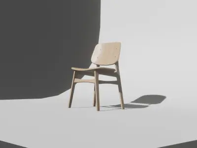 Corvus-Mid-century-Modern-Accent-Chair wooden chair with shadow Free 3D model