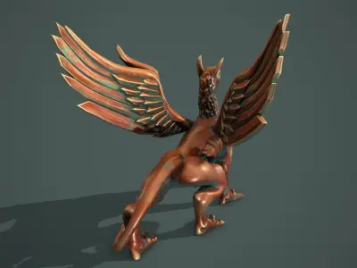 Statue griffon Low-poly 3D model