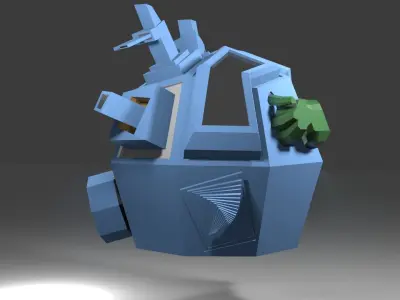 Outer-Space Sci-Fi Bug Helmet Low-poly 3D model