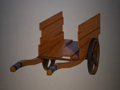 Medieval wheelbarrow  Low-poly 3D model