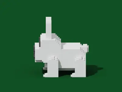 Voxel Rabbit Low-poly 3D model