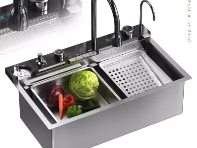 Drop-in Kitchen Sink 3D model purchase