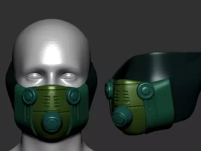 gas mask helmet high poly sculpt 3d printable  3D model 2