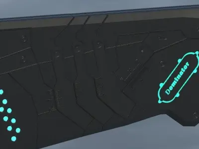 dominator futuristic gun in sky Low-poly 3D model