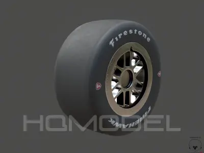 Indy Car Tire Rim Firestone PBR Low-poly 3D model