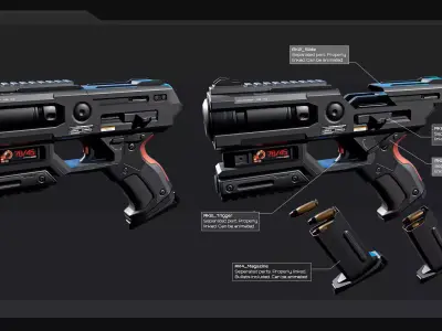 PACK - 6 SCIFI Weapons Low-poly 3D model
