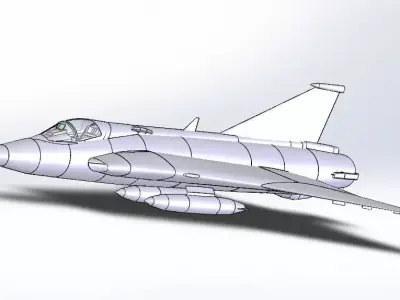 SAAB J-35 Draken Free 3D model