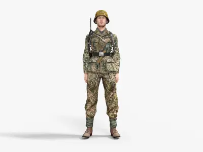 German soldier World War II Low-poly 3D model
