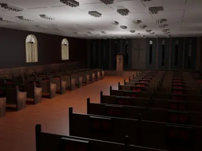 Church Interior Low-poly 3D model