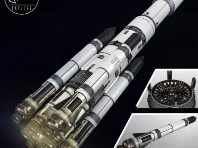 Space sci-fi ship rocket high detail 3D model