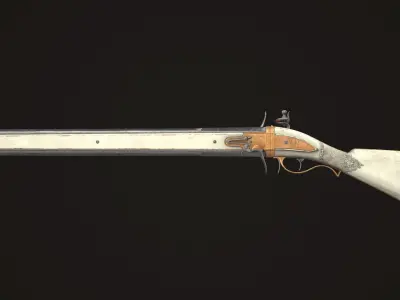 Double-barreled Flintlock Rifle White Low-poly 3D model