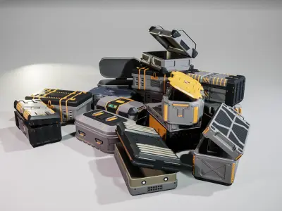 Ammo Boxes Props Low-poly 3D model