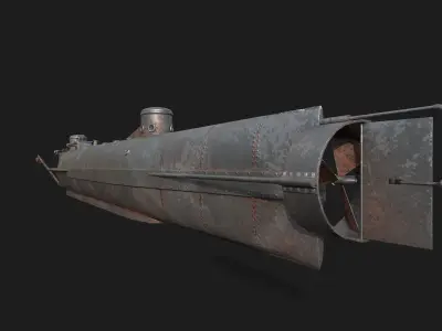 Hunley submarine Low-poly 3D model