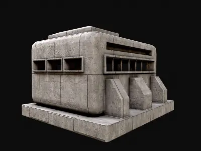 Military Concrete Bunker Base 9 Low-poly 3D model