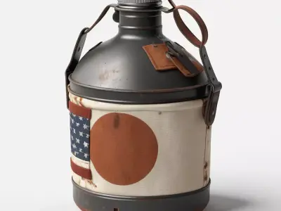 Vintage Military Canteen Flask Water Bottle 3D model