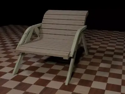 wooden chair for beach side Free low-poly 3D model