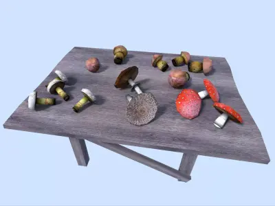 low poly mushrooms pack Low-poly 3D model