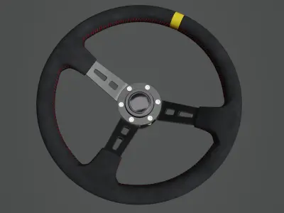 Steering Wheel 01 - Variation B - Red Stiches Low-poly 3D model