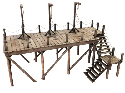 Medieval Triple Gallows Low-poly 3D model