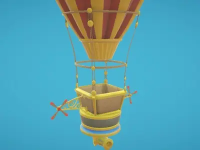 Hot Air Balloon - Hand-Painted Low-poly 3D model